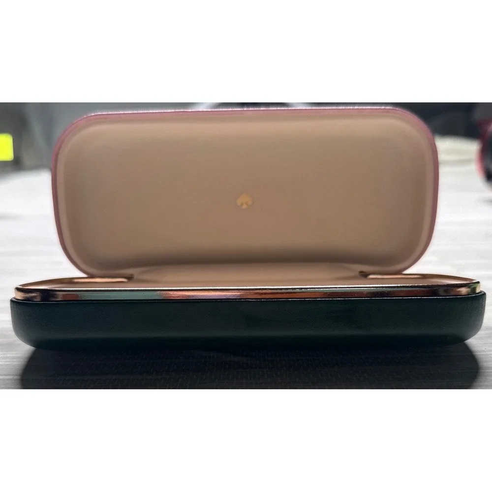 Kate Spade Pink Green Hard Clamshell Eyeglass Case So Happy To See You